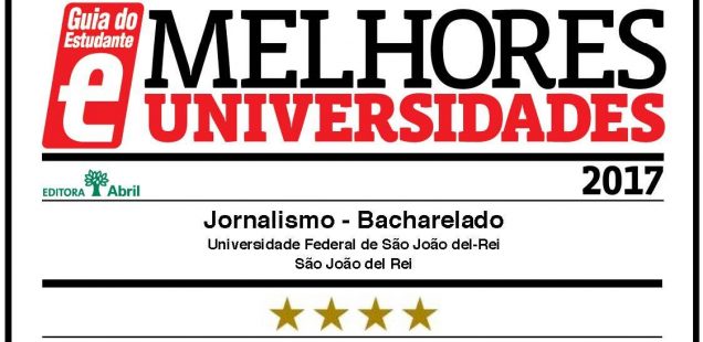 Jornalismo UFSJ recebe nota 4 no ranking “Melhores Universidades”