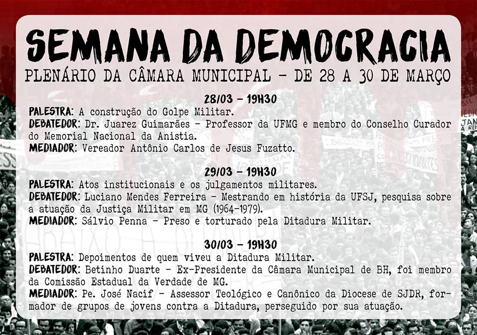 Semana da Democracia relembra 52 anos de Golpe Militar