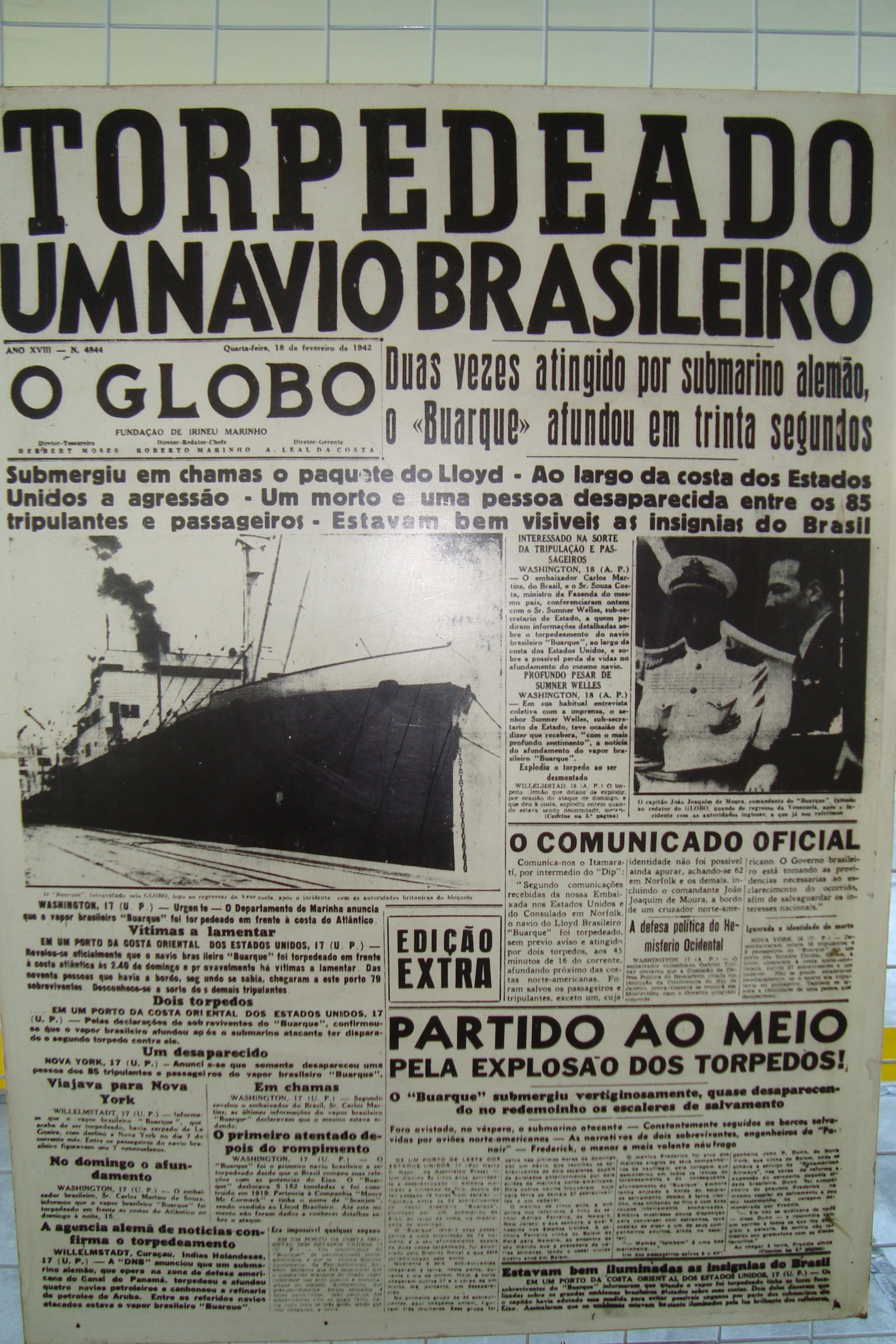 Durante suas pesquisas, historiadora encontra jornais denunciando os torpedeamentos sofridos pelo Brasil. FOTO: Reprodução